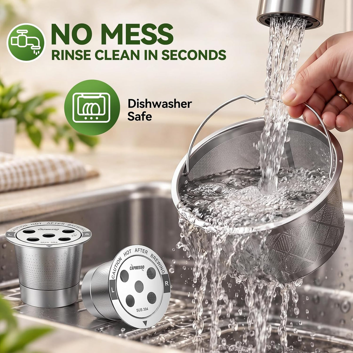 Reusable K-Cups & Carafe Filter Basket for Keurig K-Duo Gen 2 – Stainless Steel