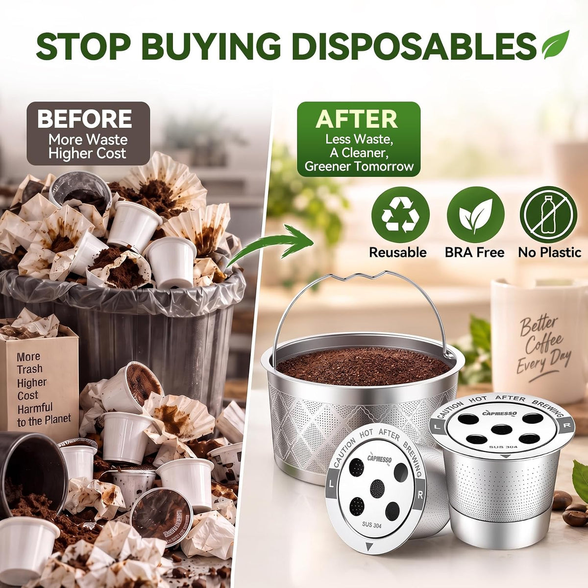 Reusable K-Cups & Carafe Filter Basket for Keurig K-Duo Gen 2 – Stainless Steel