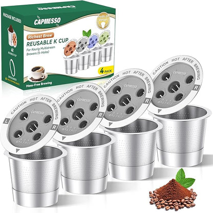 Reusable K Cups for Keurig:Updated Reusable Metal K Cup with 5 Holes - MultiStream Technology