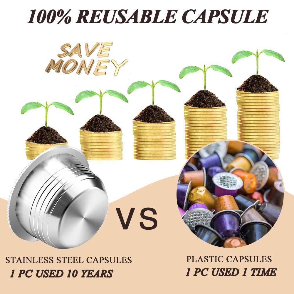 Coffee Capsule, Reusable Vertuoline Pod Refillable Vertuo Capsules Stainless Steel Compatible with Vertuoline Machine GCA1 and Delonghi ENV135S - CAPMESSO