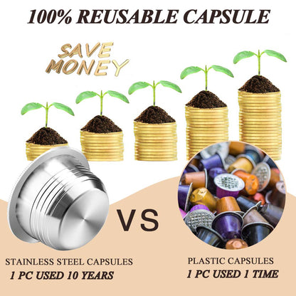Coffee Capsule, Reusable Vertuoline Pod Refillable Vertuo Capsules Stainless Steel Compatible with Vertuoline Machine GCA1 and Delonghi ENV135S - CAPMESSO