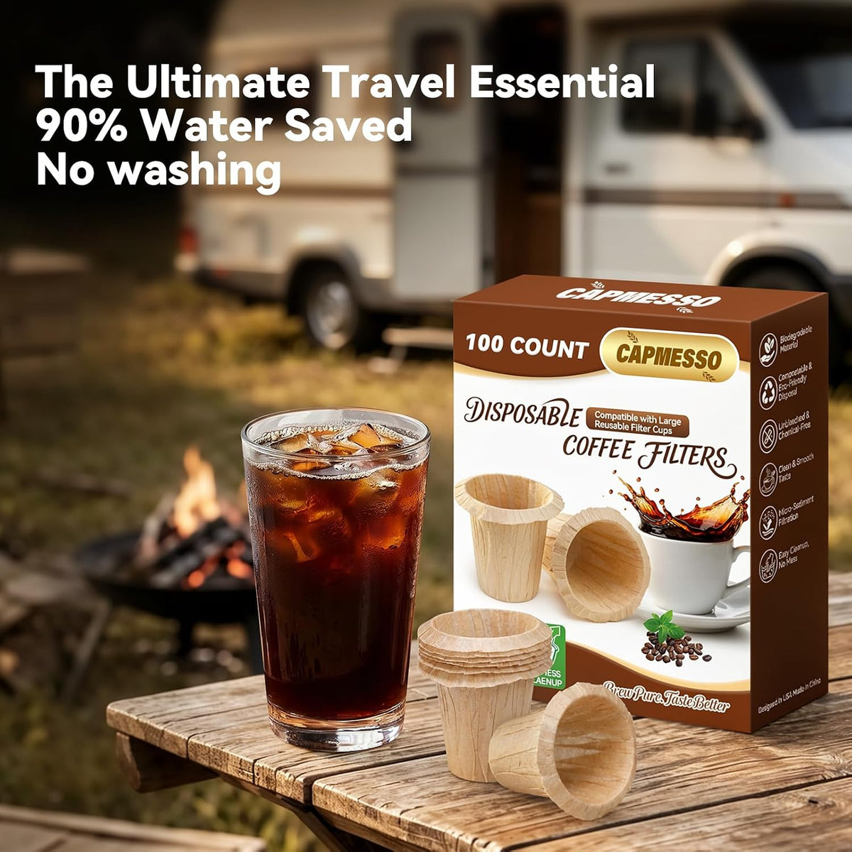 CAPMESSO 2.1" Tall Paper Coffee Filters for Large Reusable K-Cups