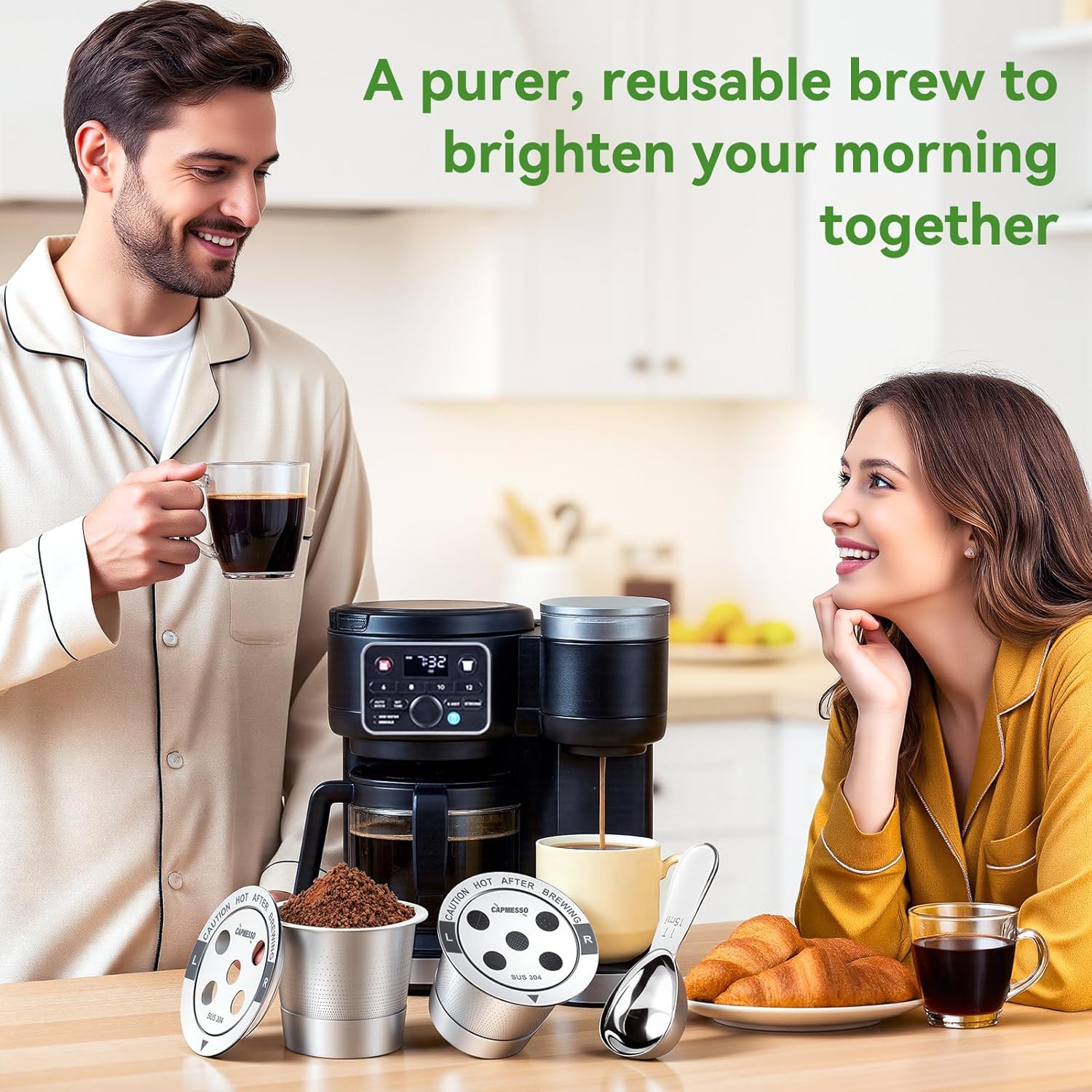 Plastic-free all-metal 5-hole reusable K-Cup for MultiStream Keurig