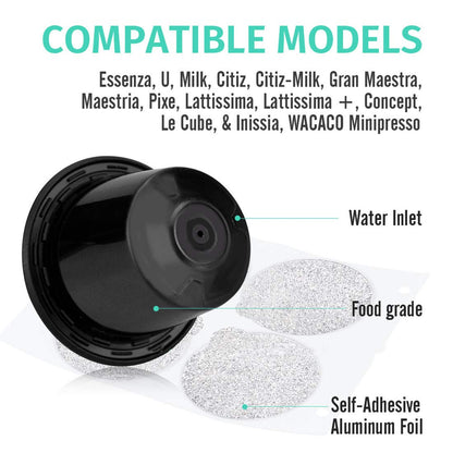 Reusable Espresso Capsules -Refillable Capsule Coffee Pods Filters Reusable 200 Times Compatible with Nespresso Original Line Machines - CAPMESSO