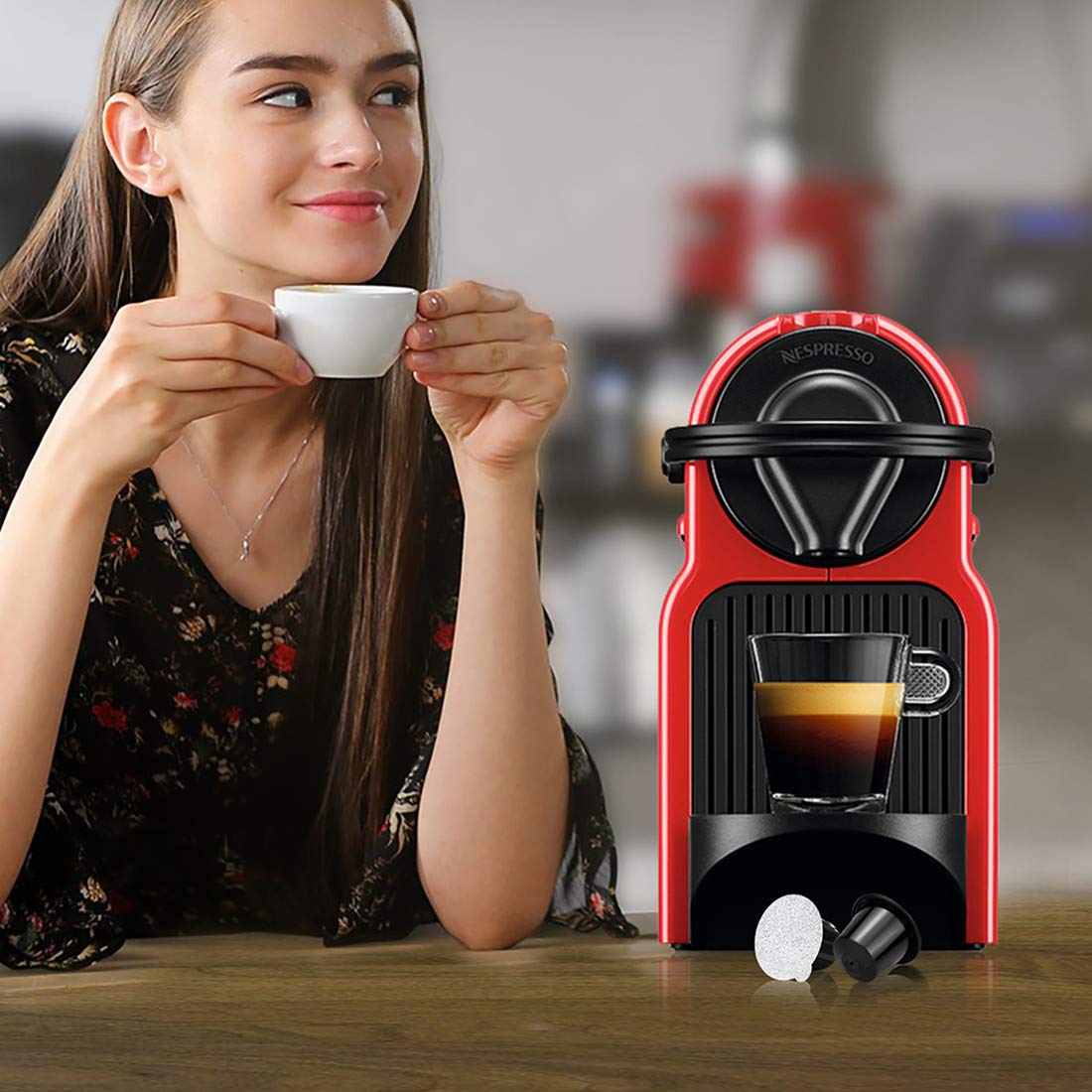 Reusable Espresso Capsules -Refillable Capsule Coffee Pods Filters Reusable 200 Times Compatible with Nespresso Original Line Machines