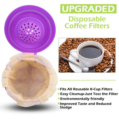 Disposable Coffee Paper Filters, 100 Count Keurg Cup Coffee Filters Compatible with Keurg Brewers Reusable Single Serve 1.0 and 2.0 Coffee Maker - CAPMESSO