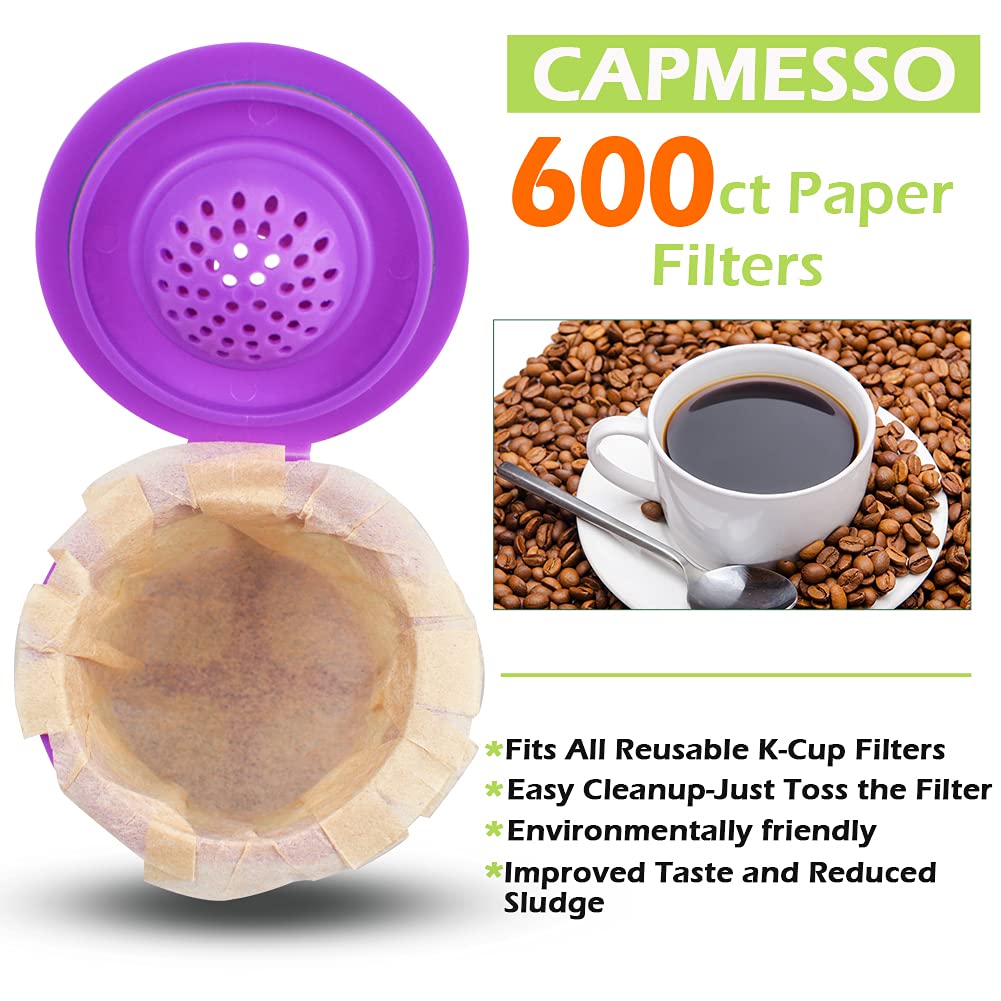 Disposable Coffee Paper Filters Replacement Kerig Coffee Filters Compatible with Reusable Single Serve Pods Keurig Coffee Maker-600 Count