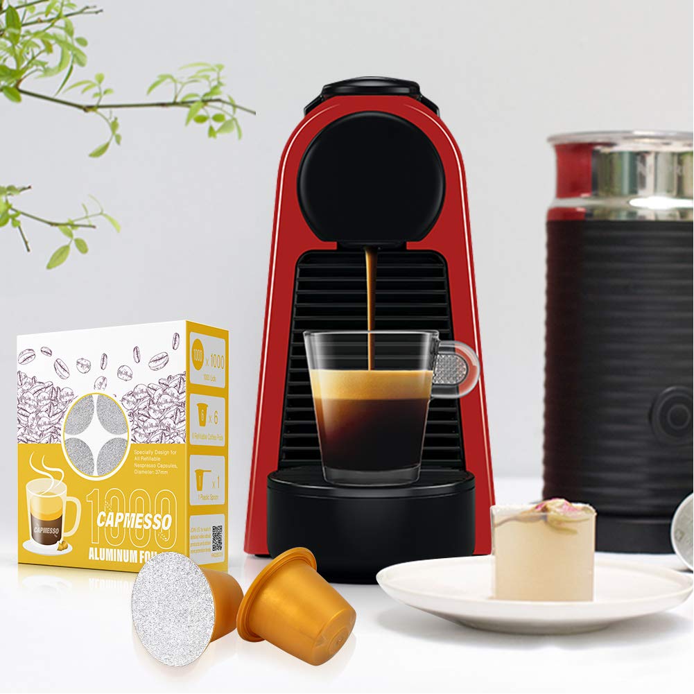 Espresso Foils and Refillable Capsules-Seal Lids to Reusable Capsules Coffee Pod Compatible with Nespresso Original Line Machines