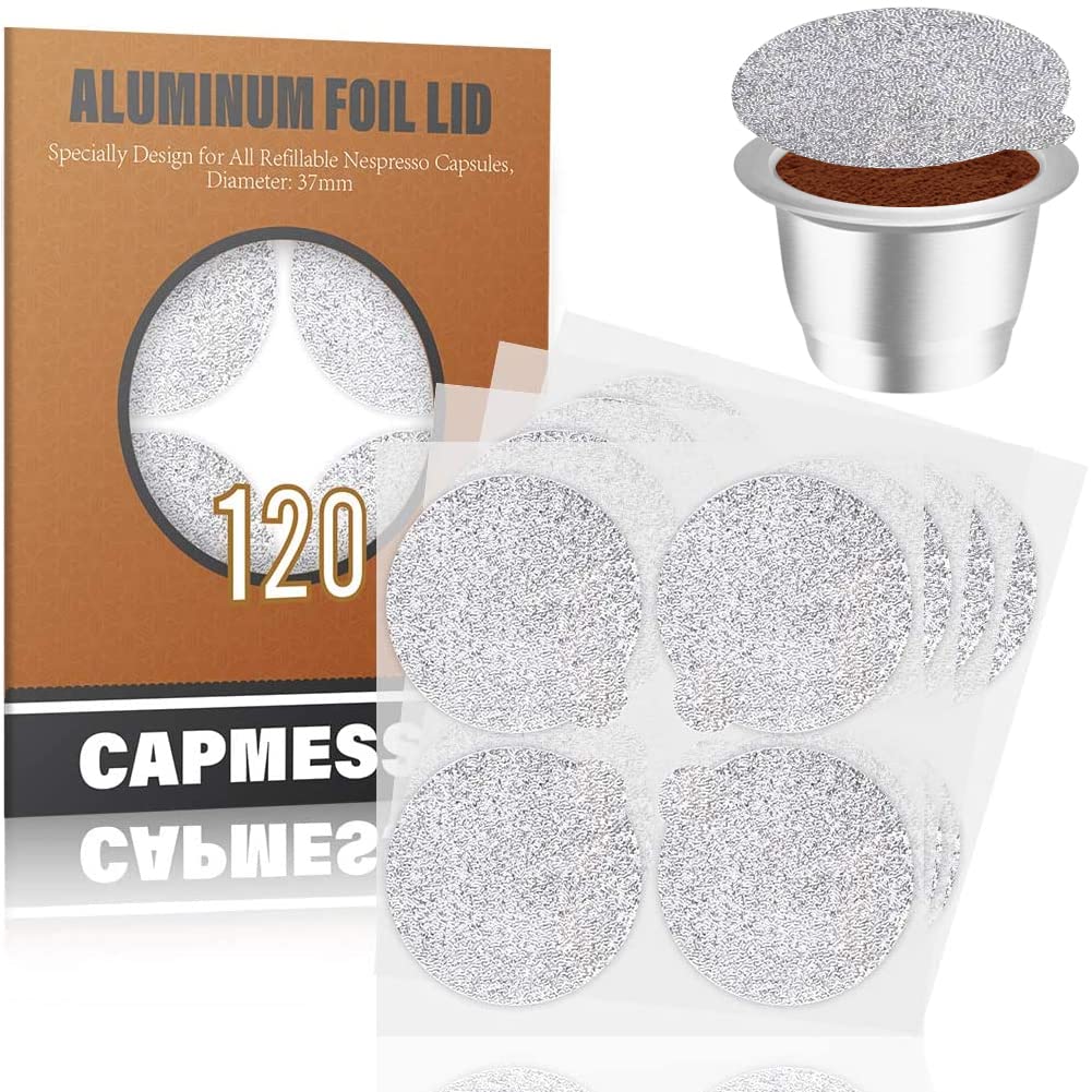 Espresso Foils -Coffee Pod Seal Lids to Reusable Nespresso Capsules Refillable Pods Compatible with Nespresso Original Line Machines 120PCS/Package