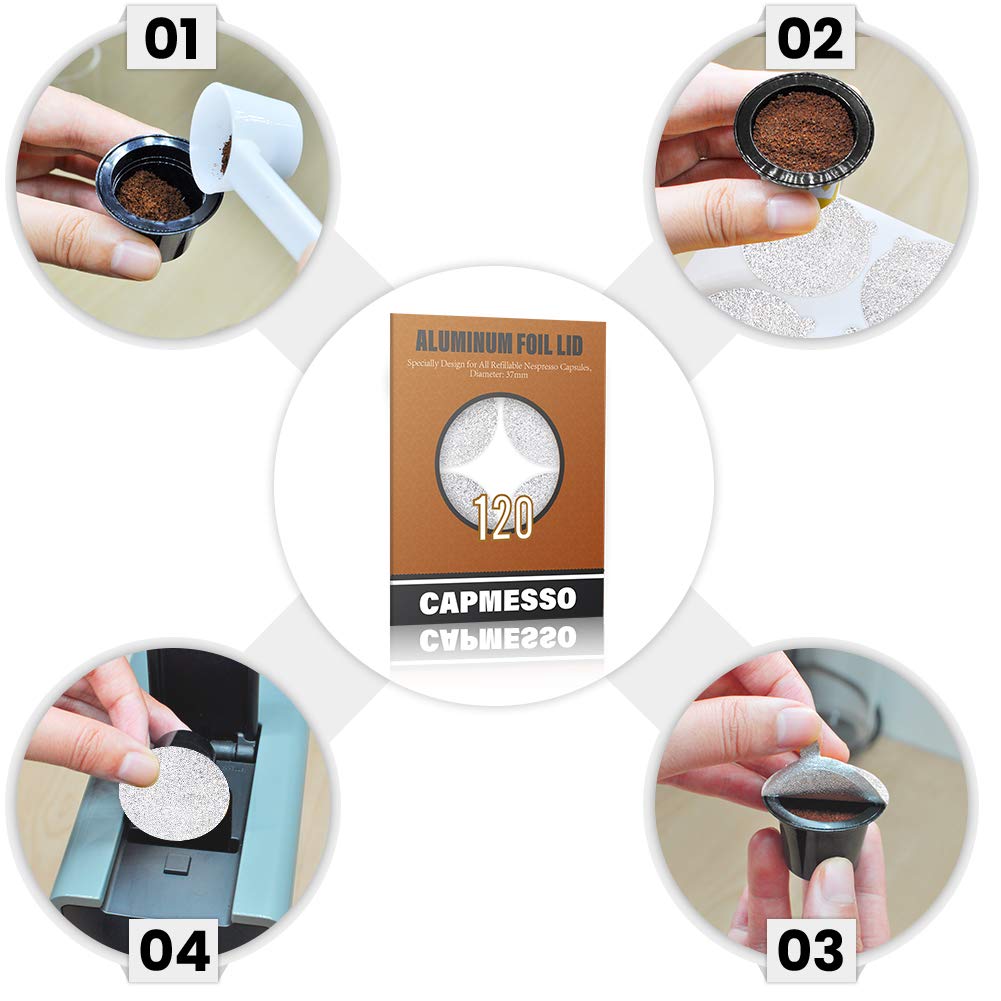 Espresso Foils -Coffee Pod Seal Lids to Reusable Nespresso Capsules Refillable Pods Compatible with Nespresso Original Line Machines 120PCS/Package