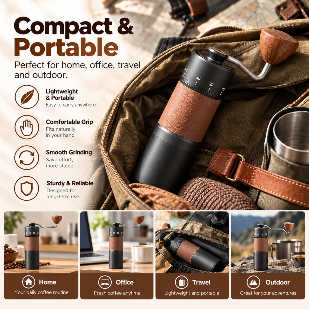 Manual Coffee Grinder with Adjustable Settings – 420 Stainless Steel Burr, 30g Capacity