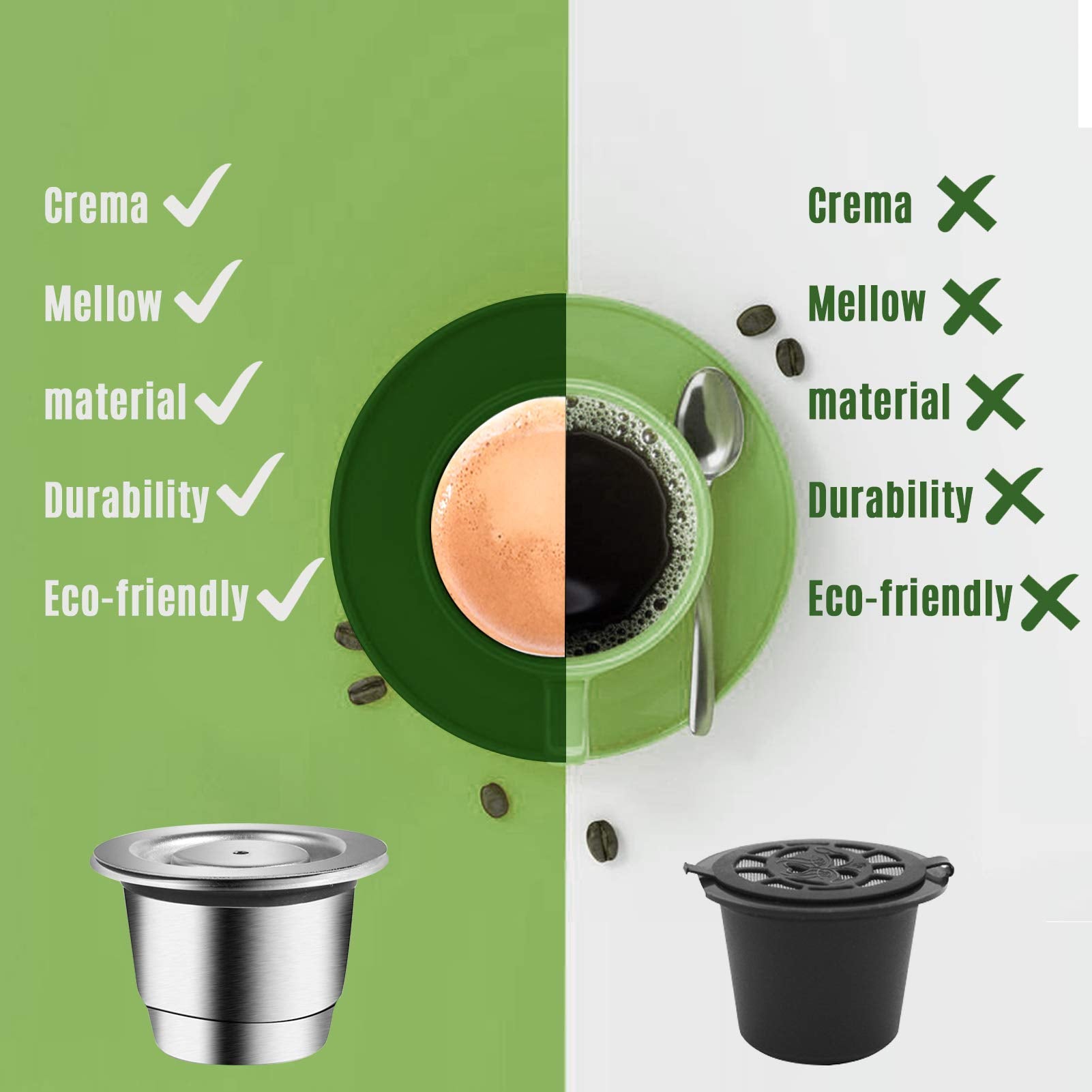 Reusable Coffee Capsules Refillable Originalline Pod Stainless Steel Compatible with Nespresso OriginalLine Machines