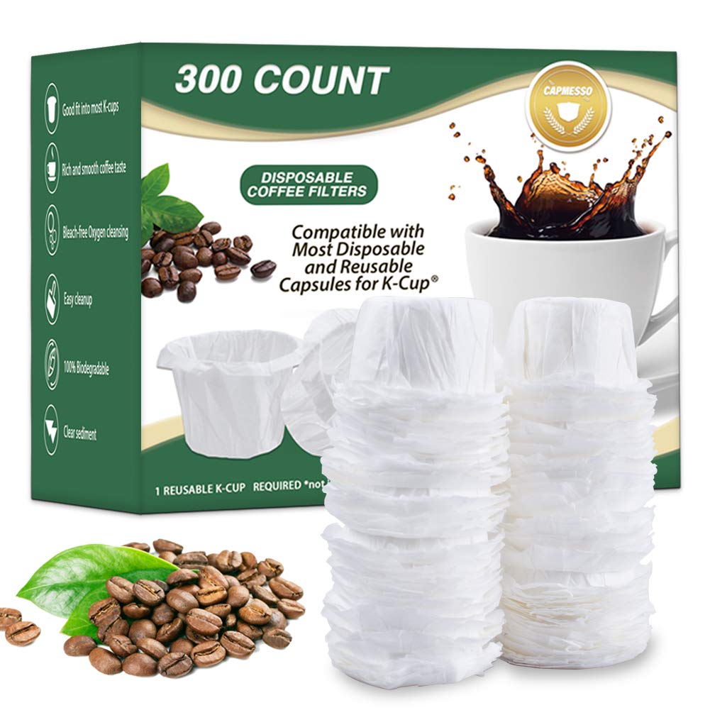 Disposable Coffee Paper Filters Replacement Kerig Filter Compatible with Reusable Single Serve Pods Keurig Coffee Maker-300 Count - CAPMESSO