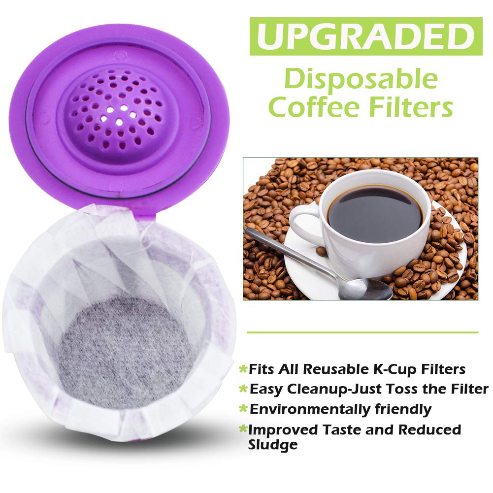 Disposable Coffee Paper Filters Replacement Kerig Filter Compatible with Reusable Single Serve Pods Keurig Coffee Maker-300 Count