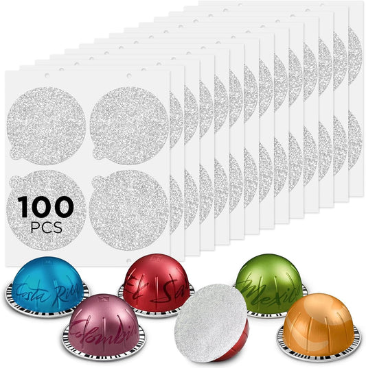 CAPMESSO Aluminum Foils Lids for Vertuo Reusable Pods-100pcs - CAPMESSO