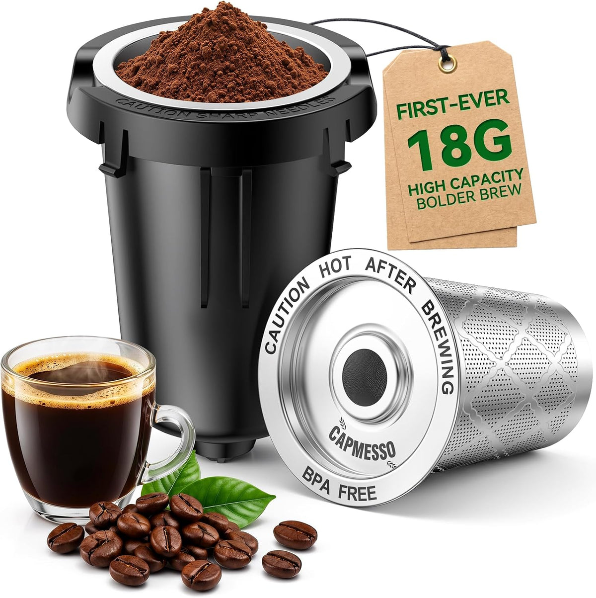 Exclusive Extra-Long 18g Stainless Steel K-Cup Set for Keurig 1.0