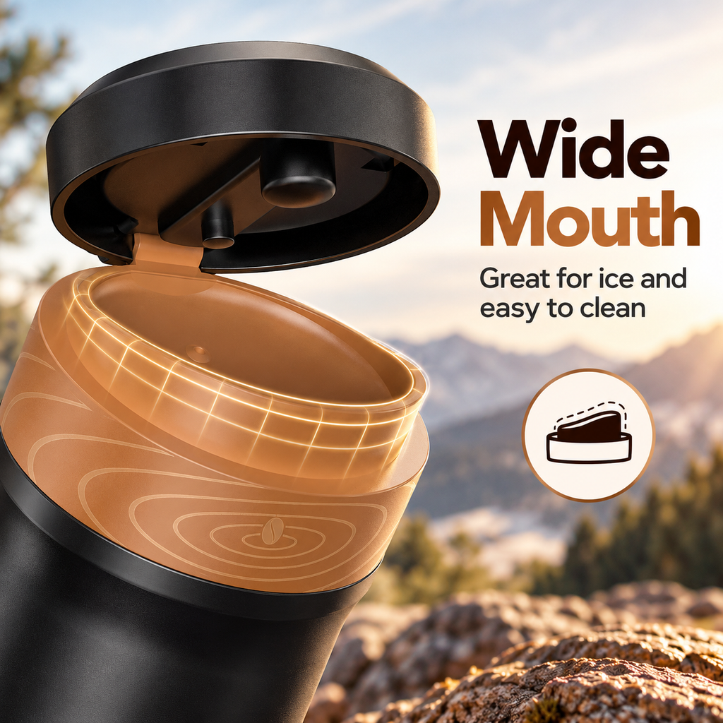 2-in-1 French Press Travel Mug – 320ml Insulated Coffee Maker