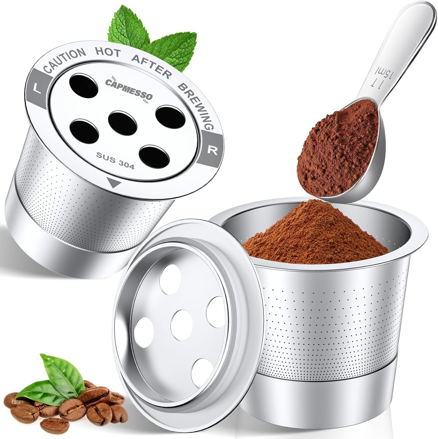CAPMESSO all stainless steel 5-hole reusable K-Cup for Keurig