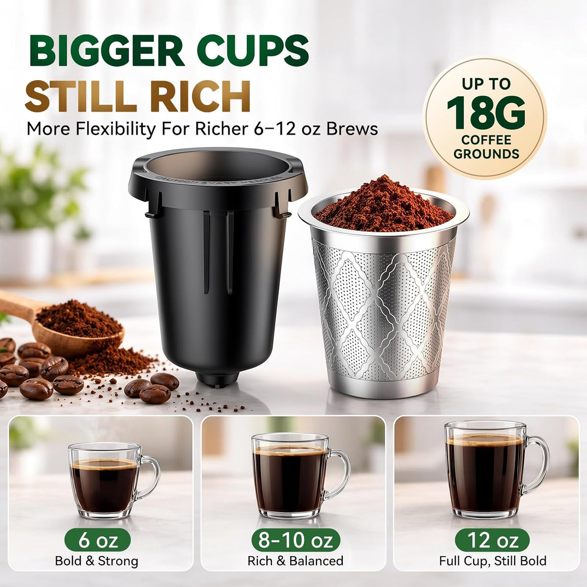 Exclusive Extra-Long 18g Stainless Steel K-Cup Set for Keurig 1.0
