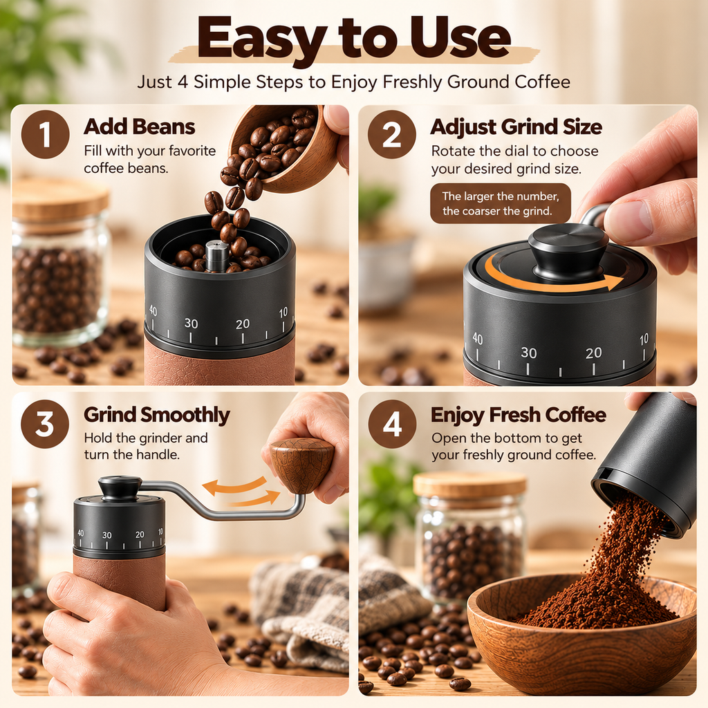 Manual Coffee Grinder with Adjustable Settings – 420 Stainless Steel Burr, 30g Capacity