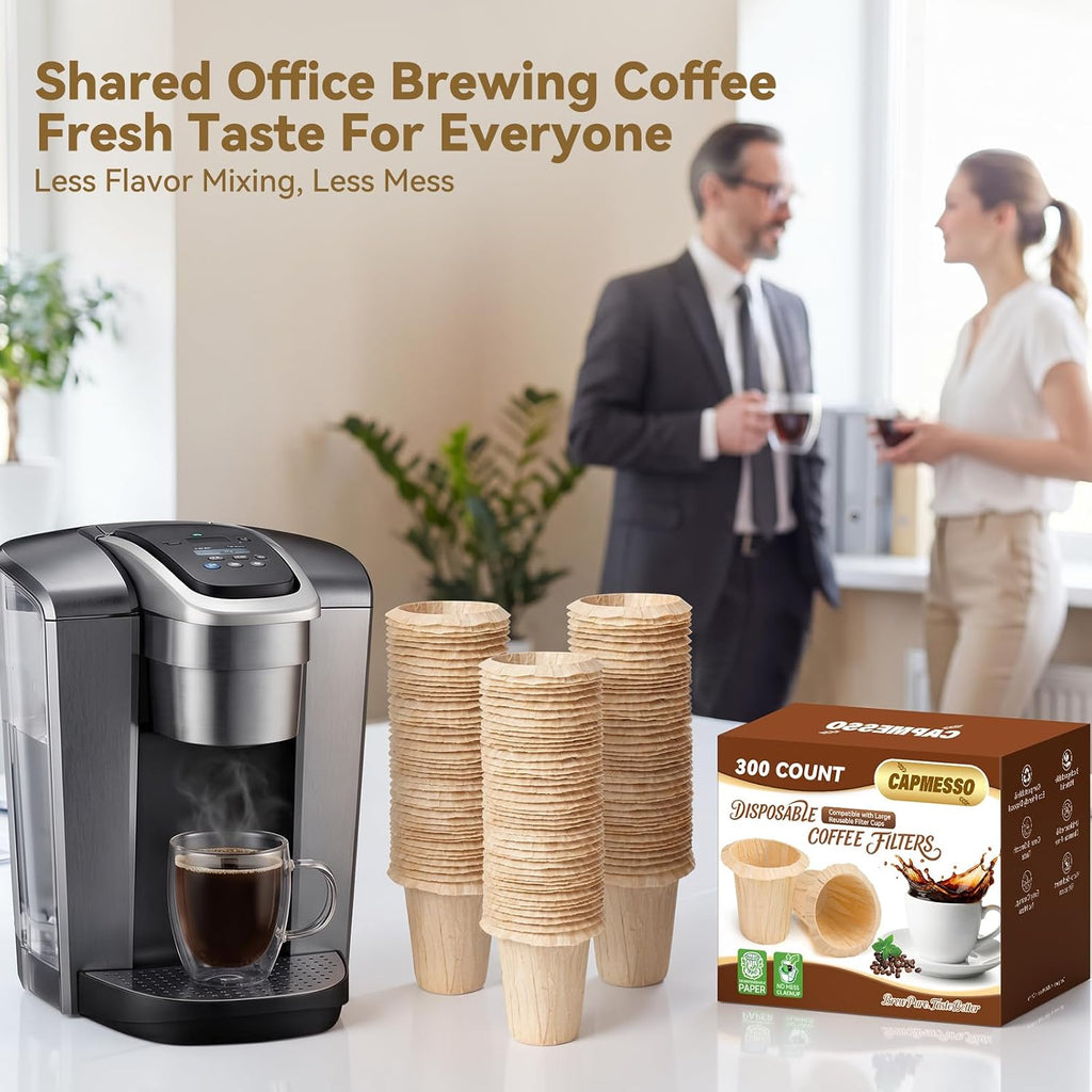 CAPMESSO 2.1" Tall Paper Coffee Filters for Large Reusable K-Cups