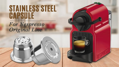 Reusable Capsules for Nespresso OriginalLine, Refillable Coffee Pods Stainless Steel Cups Compatible with Nespresso OriginalLine Brewer