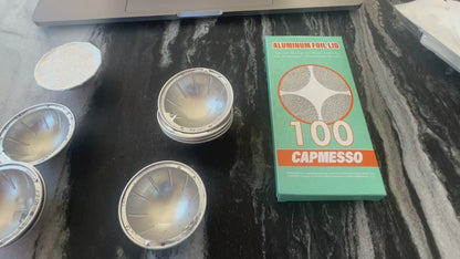 CAPMESSO Aluminum Foils Lids to Reuse Vertuoline Capsules Coffee Pods Compatible with Nespresso VertuoLine Machine 64mm