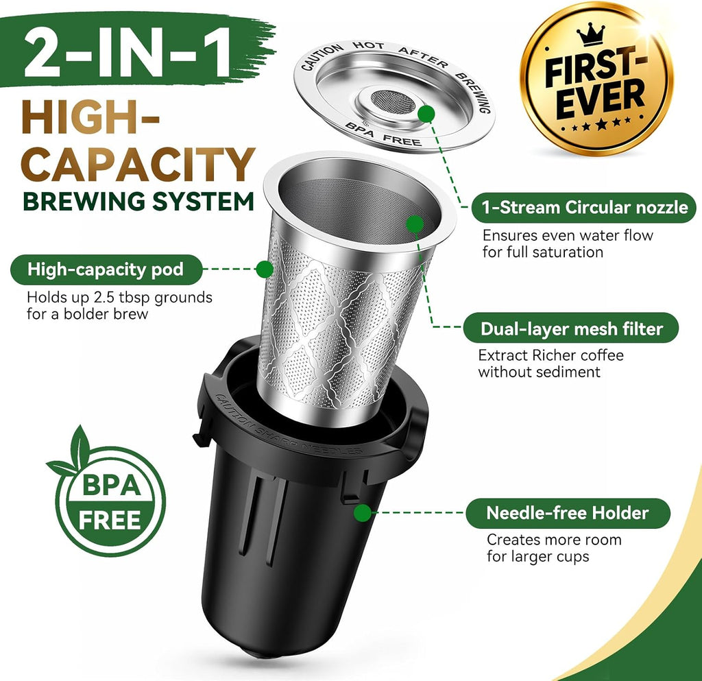 Exclusive Extra-Long 18g Stainless Steel K-Cup Set for Keurig 1.0